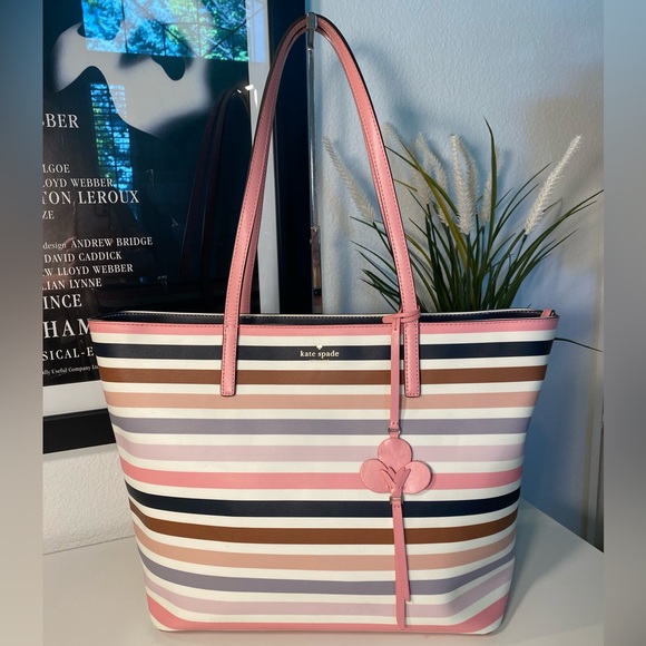 Kate Spade Tanya Striped Tote Bag Charm